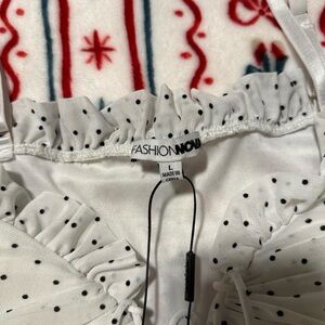 Fashion Nova White Polka Dot Ruffle Cami